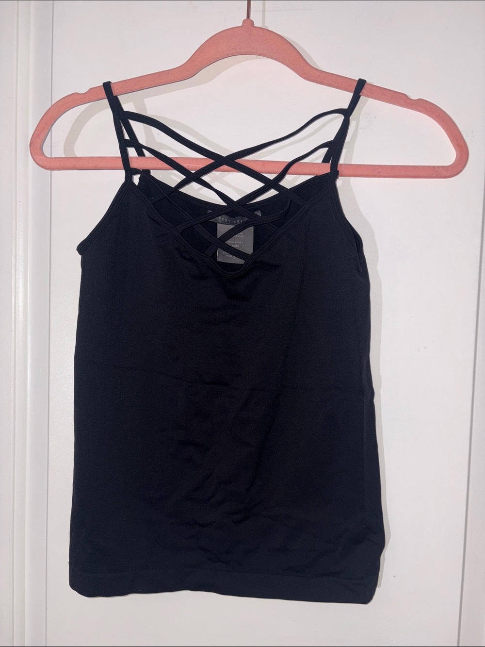 Suzy Shier Black Strappy Crisscross Camisole